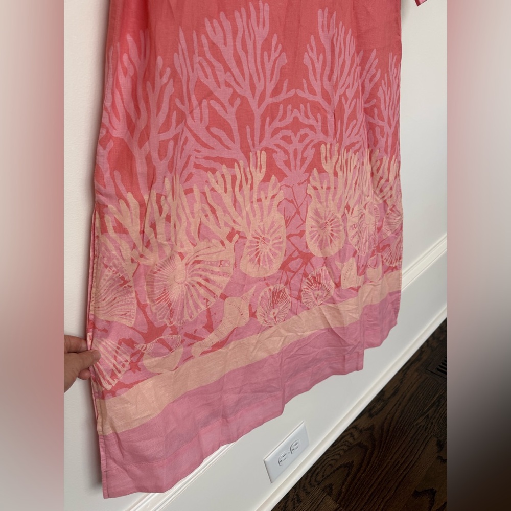 Tuckernuck Hopewell Coral Printed V-Neck Lorena Caftan – Size Small - Picture 10 of 11